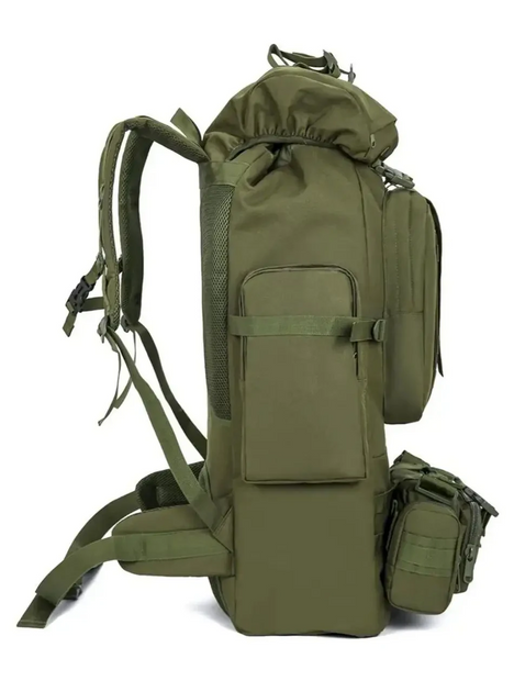 Водонепроницаемый туристический рюкзак 80л с креплением MOLLE материал Oxford 1200D 80х39х22см Tacal-A4 Khaki - изображение 2