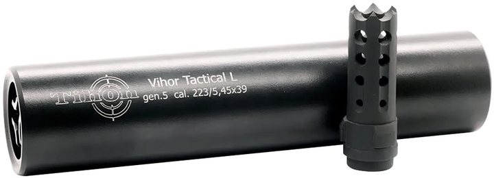 Глушник Tihon Vihor Tactical-L кал. 5,45/.223 Rem. Різьба 1/2"-28 UNEF (ДТК - титан) - зображення 1
