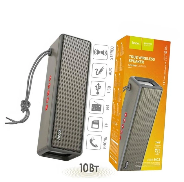 Портативная беспроводная Bluetooth колонка-акустика Hoco HC3 Bounce |BT5.0, TWS, AUX, FM, TF, USB,IPX4| Grey - изображение 3