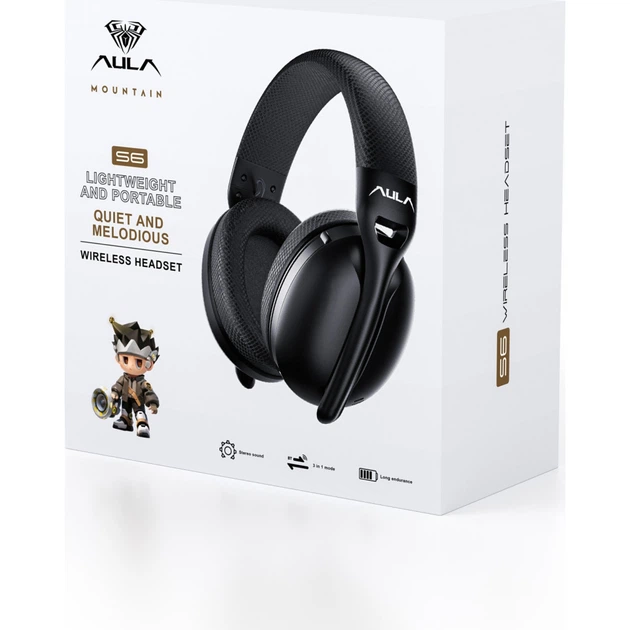 Наушники Aula S6 - 3 in 1 Wired/2.4G Wireless/Bluetooth Black (6948391235554) - Фото 4 Наушники Aula S6 - 3 in 1 Wired/2.4G Wireless/Bluetooth Black (6948391235554) - изображение 4
