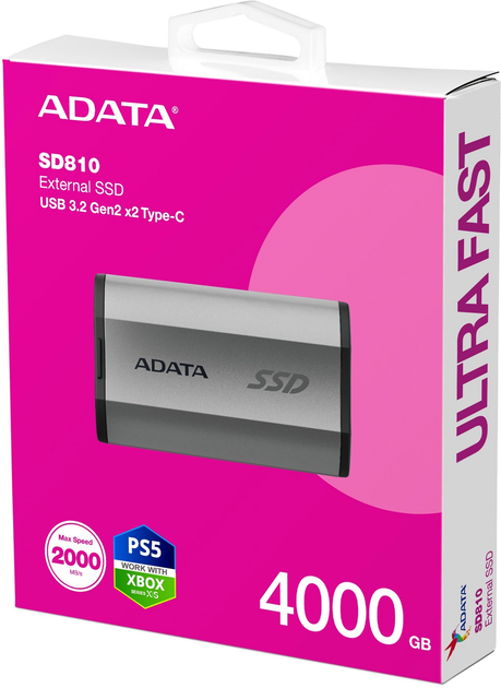 SSD диск Adata SD810 4TB 2.5" USB Type-C 3D NAND TLC Silver (SD810-4000G-CSG) - зображення 6
