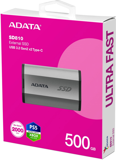 SSD диск Adata SD810 500GB 2.5" USB Type-C 3D NAND TLC Silver (SD810-500G-CSG) - зображення 6
