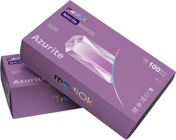 Рукавички нітрилові Mediok Azurite Розмір S 100 шт Світло-фіолетові (4044941731575) - зображення 1