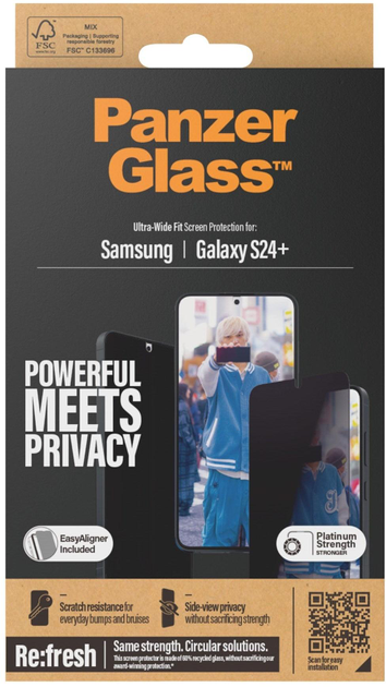 Захисне скло PanzerGlass Privacy Screen Protector для Samsung Galaxy S24 Plus Black (5711724173516) - зображення 2