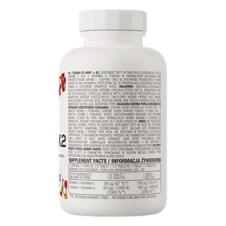 Витамины OstroVit Vitamin D3 4000 + K2 100 таблеток - изображение 3