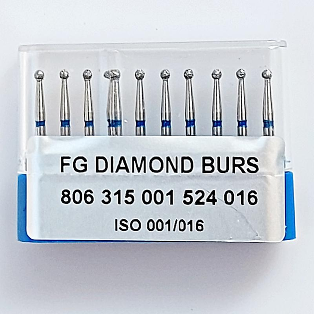Бор алмазный FG турбинный наконечник упаковка 10 шт UMG 1,6 мм ШАРИК 806.315.001.524.016 - изображение 1
