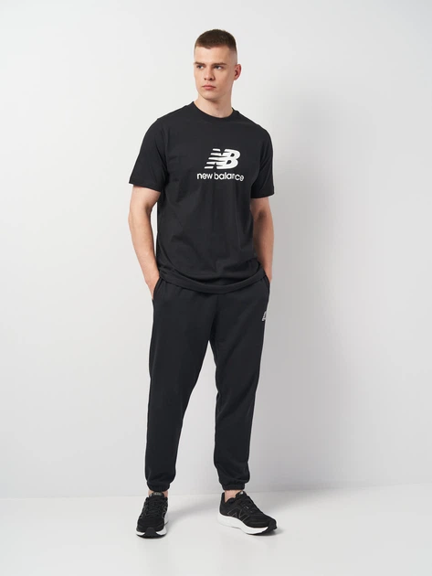 Футболка бавовняна довга чоловіча New Balance Stacked Logo MT41502 M Чорна (196941811048) - зображення 3