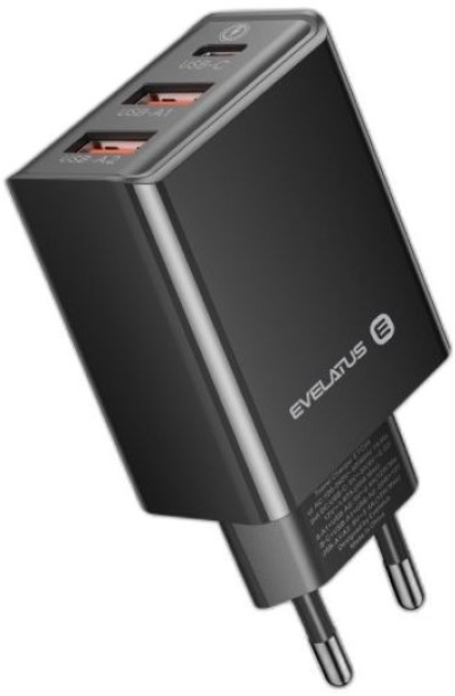 Ładowarka sieciowa Evelatus Travel Charger USB Type-C - USB-A ETC06 Black (4752192062842) - obraz 1
