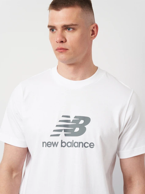 Футболка бавовняна довга чоловіча New Balance Stacked Logo MT41502 XL Біла (196941811369) - зображення 4
