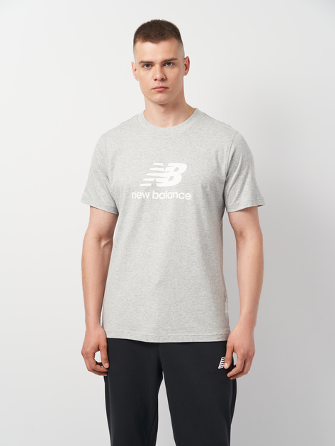 Футболка длинная мужская New Balance Stacked Logo MT41502AG L Серая ...