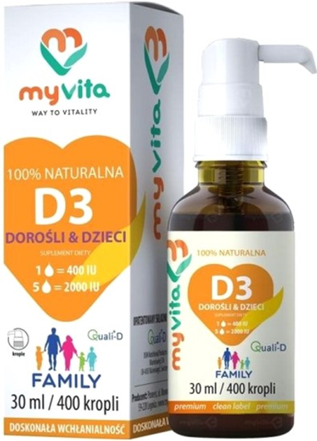 Вітамін D3 Proness MyVita Family 400 IU 2000 IU 30 мл (5903021591517) - зображення 1