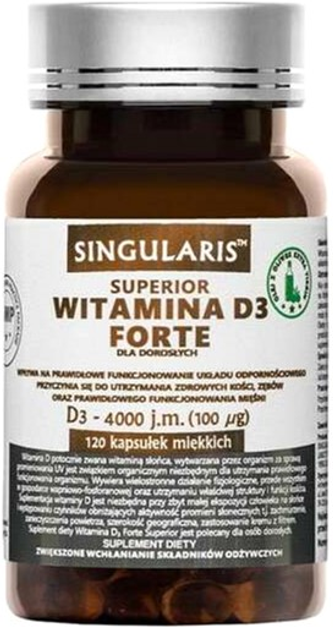 Вітамін D3 Singularis Forte 4000 IU 120 капсул (5903263262916) - зображення 1