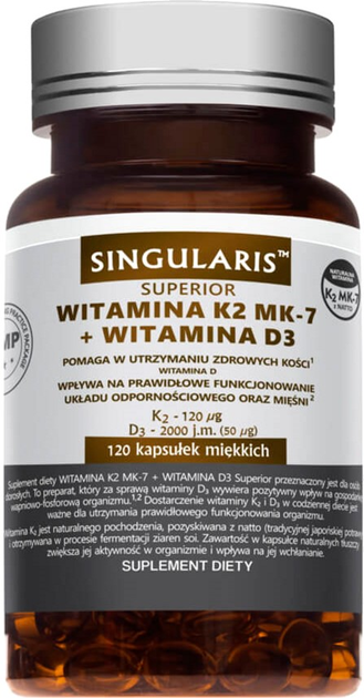 Kompleks witamin Singularis Superior K2 MK-7 + D3 120 caps (5903263262435) - obraz 1