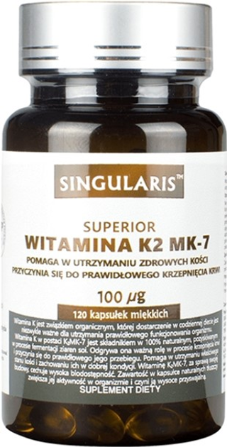 Вітамін K2 MK-7 Singularis Superior 120 капсул (5903263262442) - зображення 1