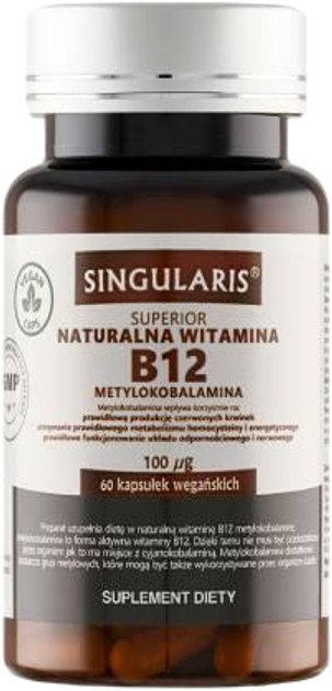 Witamina B12 Singularis Natural Methylcobalamin 100 Mcg 60 caps (5907796631683) - obraz 1