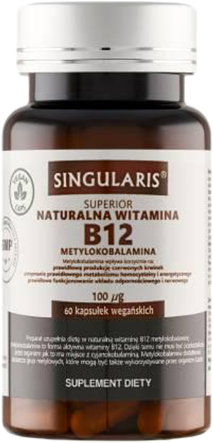 Вітамін B12 Singularis Natural Methylcobalamin 100 Mcg 60 капсул (5907796631683) - зображення 1