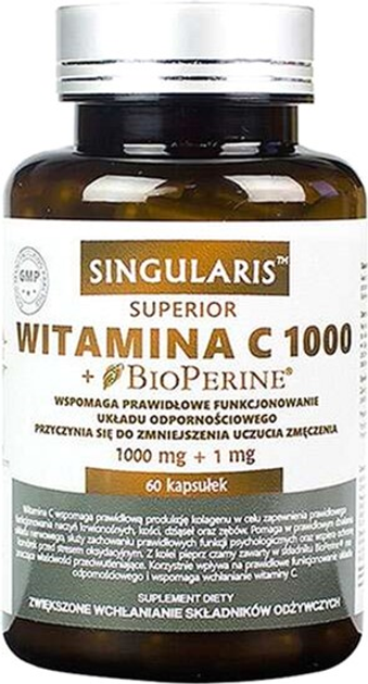 Вітамін C Singularis Superior 1000 + BioPerine 1 мг 60 капсул (5903263262190) - зображення 1