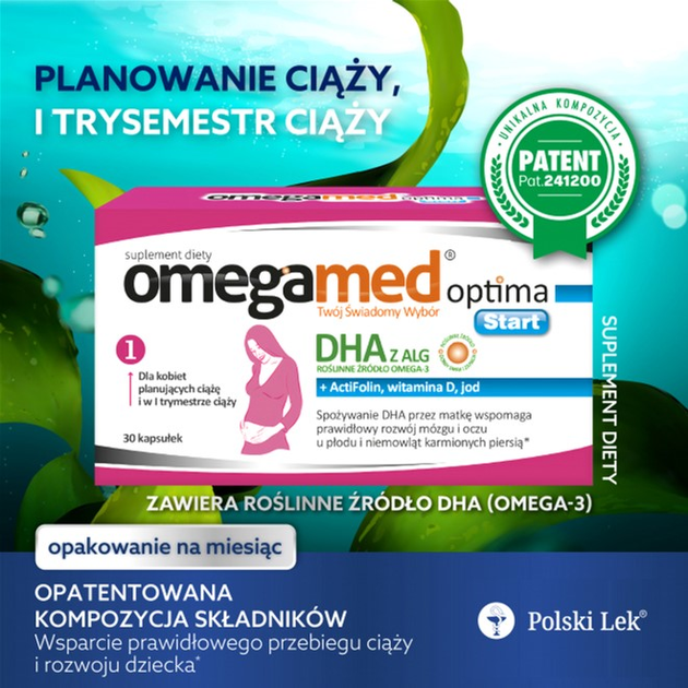 Suplement diety Omegamed Optima Start DHA Algae Folic acid Iodine Vitamin D 30 caps (5901785304602) - obraz 2