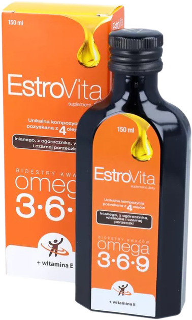 Kwasy tłuszczowe Skotan EstroVita Omega 3-6-9 z witaminą E 150 ml (5902596870751) - obraz 1