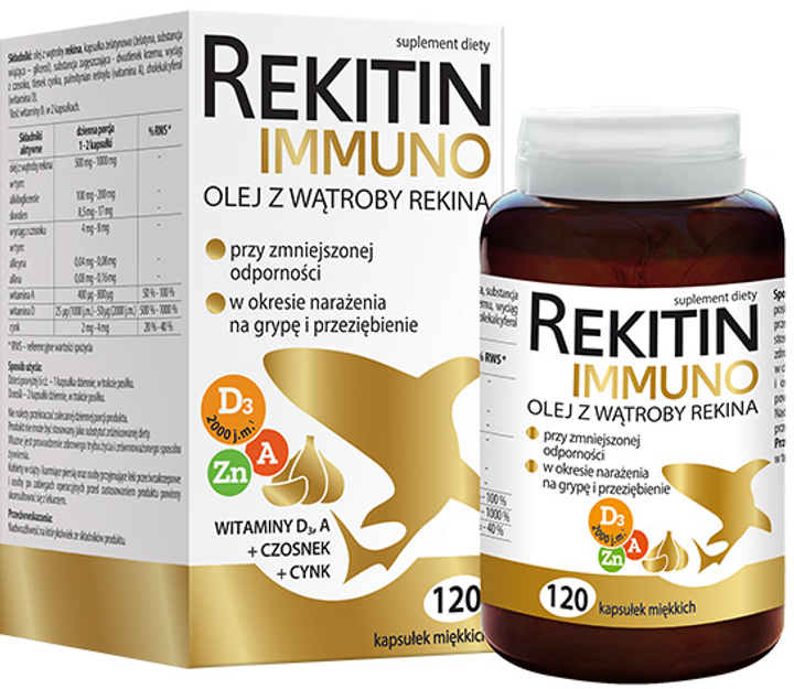 Жирні кислоти Hasko Lek Rekitin Immuno with Vitamins DA 120 капсул (5904055005100) - зображення 1