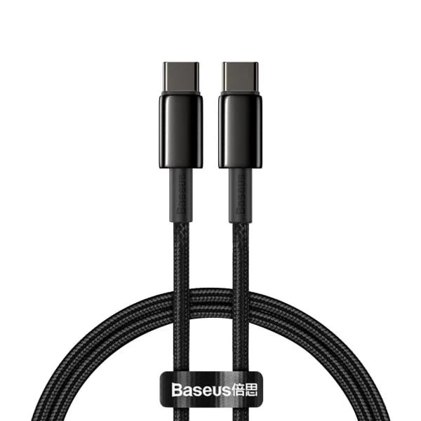Кабель Baseus Tungsten Gold Fast Charging Data Cable Type-C to Type-C 100W 20V 5A 1м (CATWJ-01) Black - изображение 2