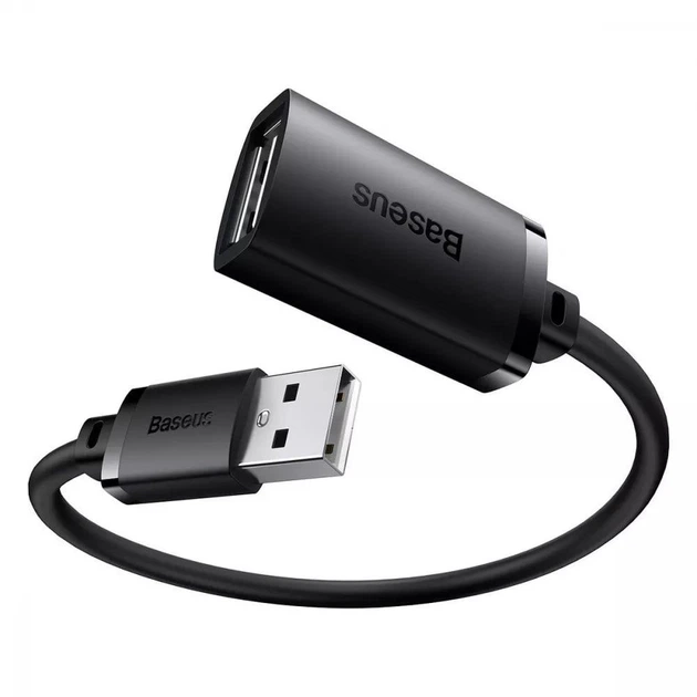USB-кабель подовжувач Baseus AirJoy Series Сharging Data USB to USB 0.5м (5гбіт/c, USB 3.0, OTG, 3A) (B00631103111-01) Black - Фото 3 USB-кабель подовжувач Baseus AirJoy Series Сharging Data USB to USB 0.5м (5гбіт/c, USB 3.0, OTG, 3A) (B00631103111-01) Black - изображение 3