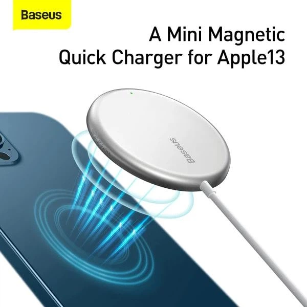 Бездротовий зарядний пристрій Baseus Simple Mini Magnetic Wireless Charger с технологією Qi 15W (WXJK-F02) White - изображение 8