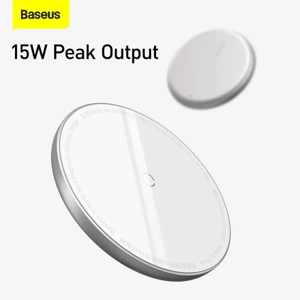 Бездротовий зарядний пристрій Baseus Simple Mini Magnetic Wireless Charger с технологією Qi 15W (WXJK-F02) White - изображение 11