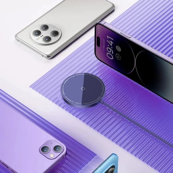 Бездротовий зарядний пристрій Baseus Simple Mini3 Magnetic Wireless Charger с технологією Qi 15W (CCJJ040205) Purple - Фото 9 Бездротовий зарядний пристрій Baseus Simple Mini3 Magnetic Wireless Charger с технологією Qi 15W (CCJJ040205) Purple - зображення 9