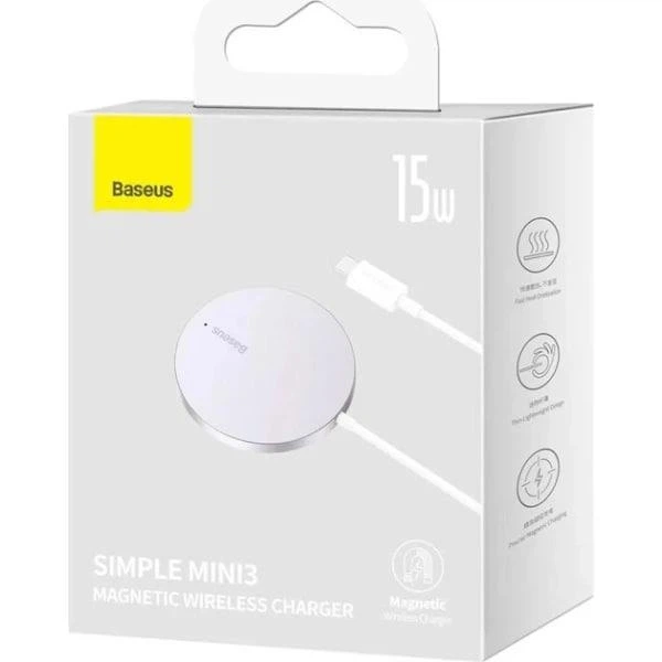 Бездротовий зарядний пристрій Baseus Simple Mini3 Magnetic Wireless Charger с технологією Qi 15W (CCJJ040012) White - зображення 11