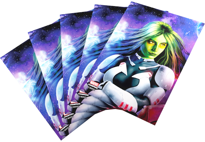 Сорочки для карт Gamegenic до гри Marvel Champions Fine Art Sleeves 66 x 92 мм Gamora 50 + 1 шт (4251715410639) - зображення 5