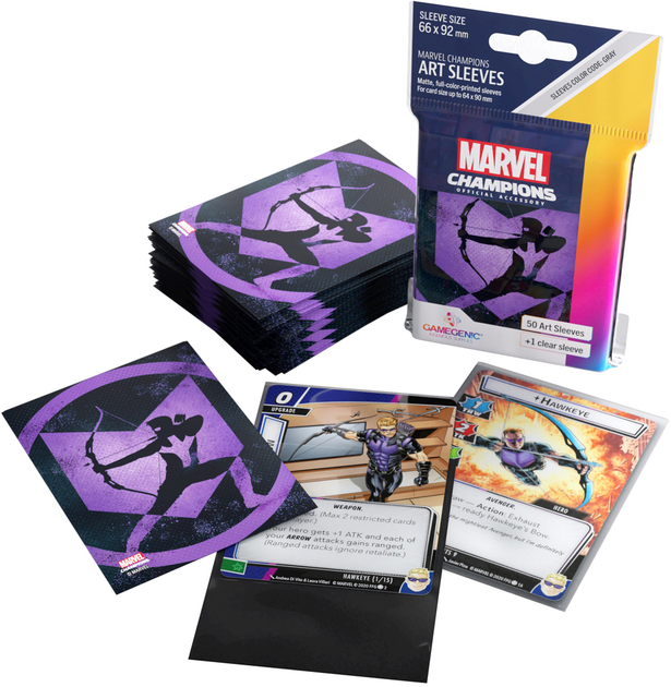 Сорочки для карт Gamegenic до гри Marvel Champions Art Sleeves 66 x 92 мм Hawkeye 50 + 1 шт (4251715411841) - зображення 4