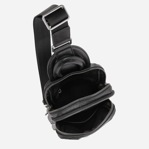 Сумка слинг через плечо мужская кожаная Tiding Bag 9801A Черная - Фото 3 Сумка слинг через плечо мужская кожаная Tiding Bag 9801A Черная - изображение 3