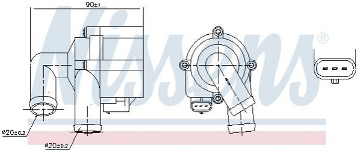 Водяной насос NISSENS 831072 Skoda Superb, Yeti; Volkswagen Passat, CC, Transporter, Jetta, Golf, Caddy, Tiguan, Multivan, Scirocco, Sharan, EOS; Audi A3; Seat Leon 5N0965561, 5N0122093, 7E0965561F - изображение 1