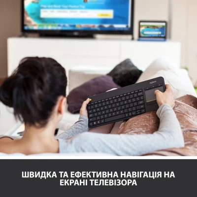 Клавиатура Logitech K400 Plus Touch Wireless UA Black (920-007145) - изображение 2