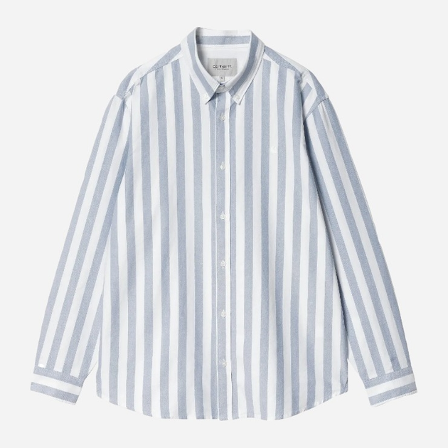 Koszula męska bawełniana Carhartt WIP L/S Dillion Stripe I033027-21TXX L Biały/Granatowy (4064958845690) - obraz 1