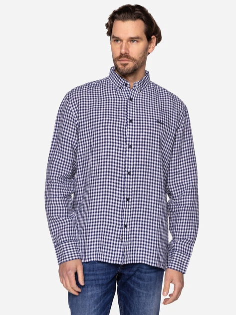 Koszula męska bawełniana Lee Cooper RODOS-2021 L Granatowa z białym (5904347391171) - obraz 3