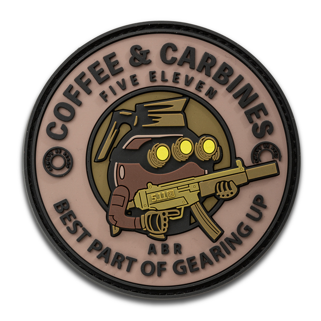 Нашивка 5.11 Tactical Coffee Carbines Patch Badlands Tan (92499AAT-956) - зображення 1