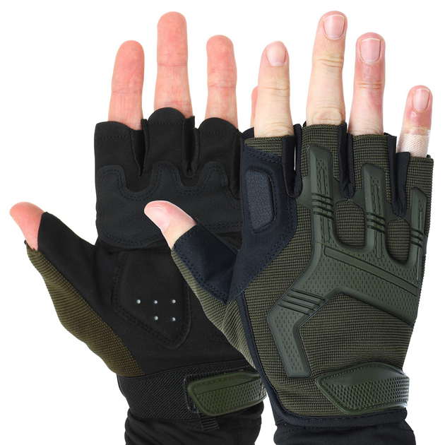 Перчатки тактические с открытыми пальцами Military Rangers BC-5628 M Оливковый - изображение 1