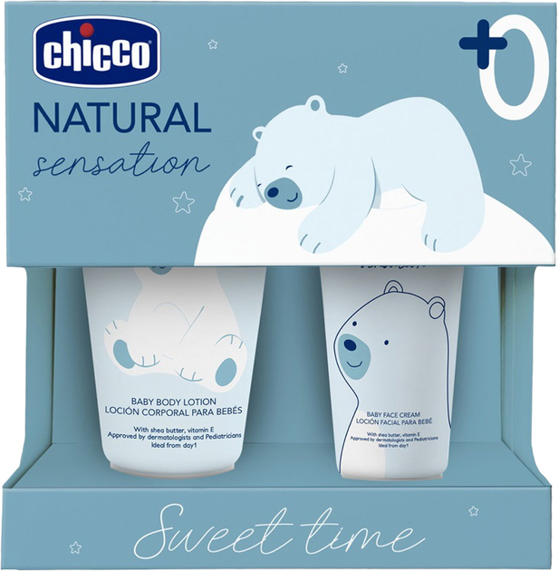 Набір доглядової косметики для дітей Chicco Natural Sensation Sweet Time бальзам 150 мл + крем 50 мл (8058664163922) - зображення 1