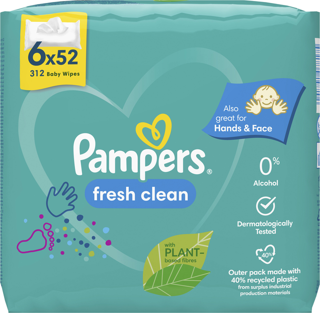 Chusteczki nawilżane dla niemowląt Pampers Fresh Clean 6x52 szt (8001841078175) - obraz 2