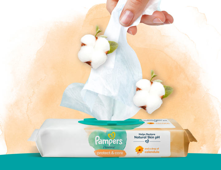 Zestaw Chusteczki nawilżane dla niemowląt Pampers Harmonie Protect&Care 24x44 szt (8700216250603) - obraz 5