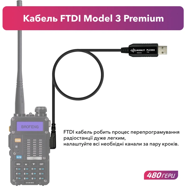 Комлект для Baofeng UV-5R: Аккумулятор 3800 mAh (BL-5) + Тангента Baofeng Speaker Mic + Кабель для зарядки + Кабель для программирования PL2303 + Ремешок на шею - изображение 6