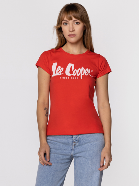 Koszulka damska bawełniana Lee Cooper LOGAN3-3030 M Czerwona (5904347389055) - obraz 1
