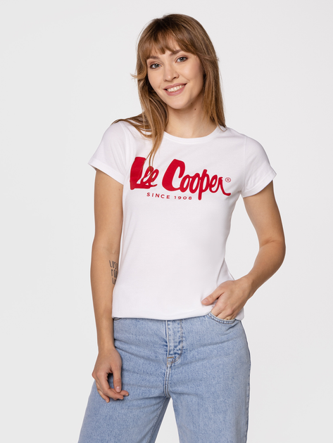 Футболка бавовняна жіноча Lee Cooper LOGAN3-3030 L Білий/Червоний (5904347388966) - зображення 1