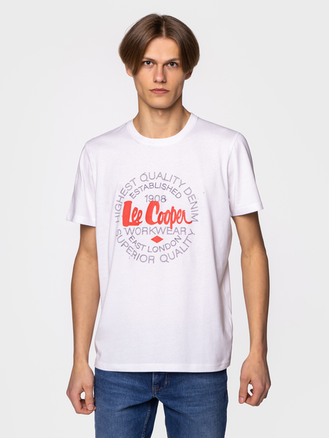 Футболка бавовняна чоловіча Lee Cooper BRAND3-3010 2XL Біла (5904347395827) - зображення 1