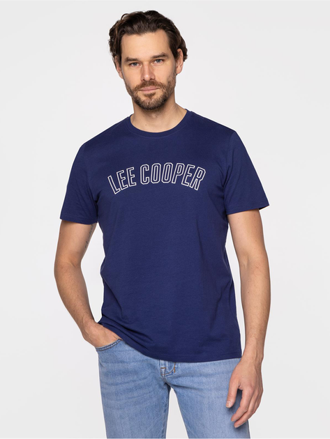 Koszulka męska bawełniana Lee Cooper COLLEGE-2400 L Niebieska (5904347395605) - obraz 1
