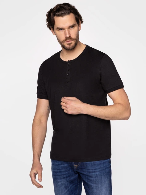 Футболка бавовняна чоловіча Lee Cooper HENLEY-4587 M Чорна (5904347395360) - зображення 3