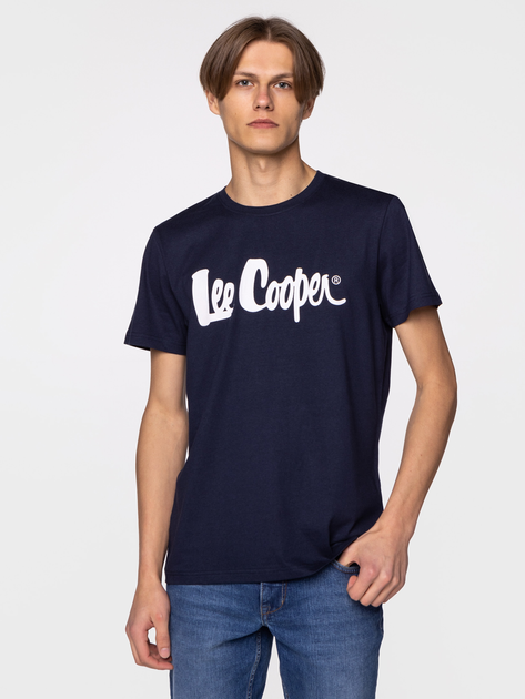 Koszulka męska bawełniana Lee Cooper SCRIPT5-2405 3XL Granatowa (5904347396169) - obraz 1