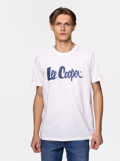 Футболка бавовняна чоловіча Lee Cooper SCRIPT5-2405 M Біла (5904347396084) - зображення 1